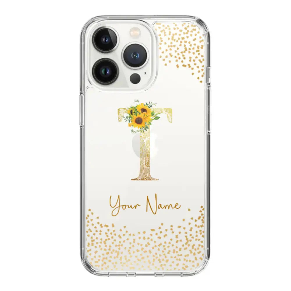 Apple iPhone 14 Pro Max / Clear Classic Floral Mandala Initial Phone Case - Stylizedd.com