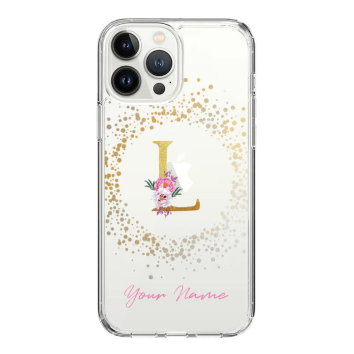 Apple iPhone 14 Pro Max / Rugged Black Floral Initial Phone Case - Stylizedd.com