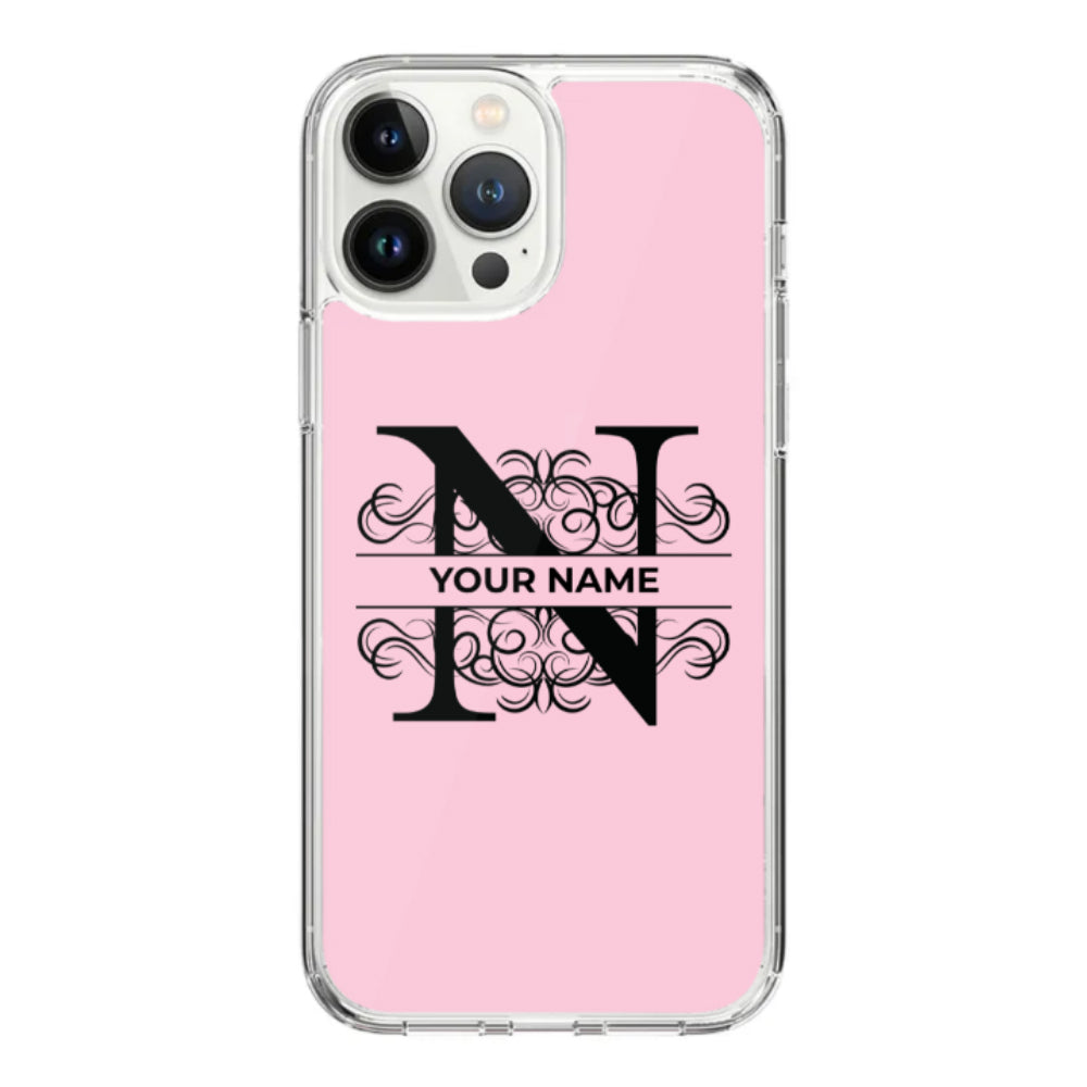 Apple iPhone 14 Pro Max / Rugged Black Split Floral Initial Phone Case - Stylizedd.com