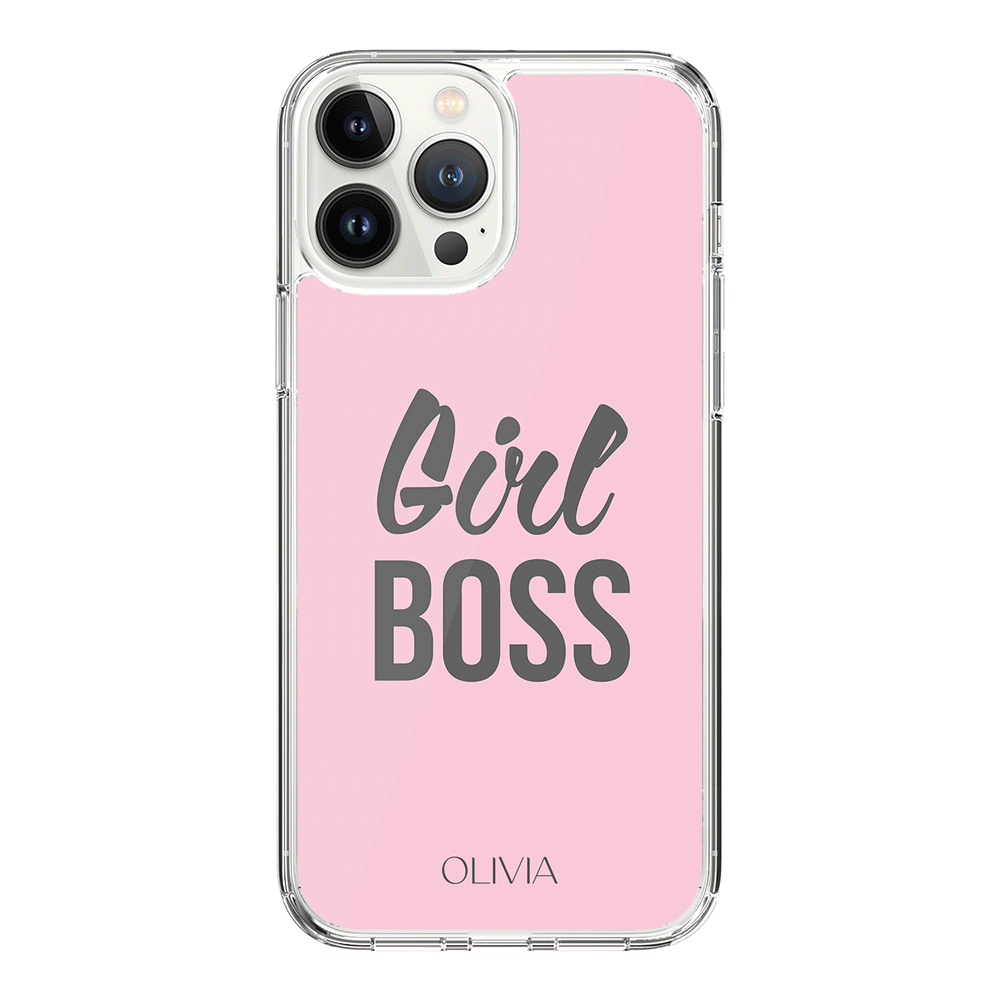 Apple iPhone 14 Pro Max / Clear Classic Personalized Name Girl Boss, Phone Case - Stylizedd.com