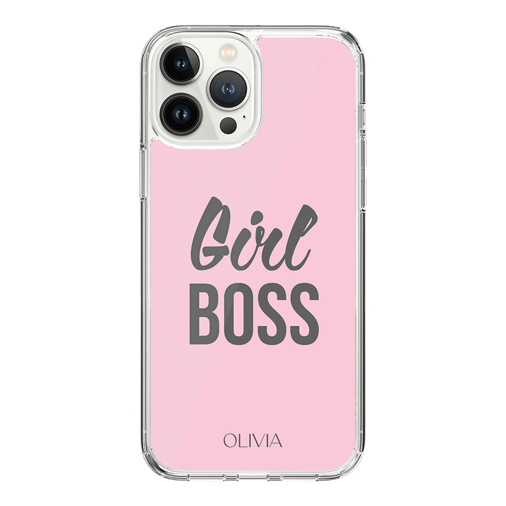 Apple iPhone 14 Pro Max / Clear Classic Personalized Name Girl Boss, Phone Case - Stylizedd.com