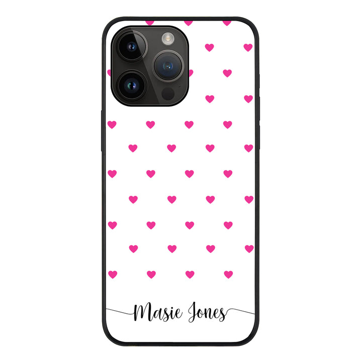 Apple iPhone 14 Pro Max / Tough Pro Heart Pattern Custom Text, My Name Phone Case - Stylizedd.com