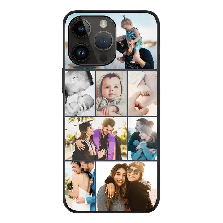 Apple iPhone 14 Pro Max / Rugged Black Personalised Photo Collage Grid Phone Case - Stylizedd.com