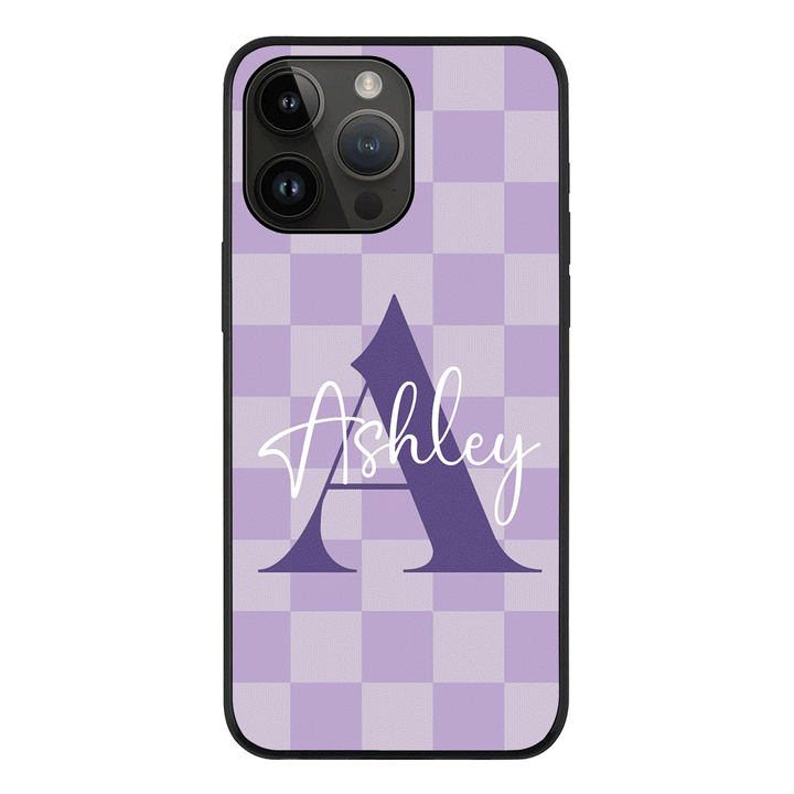 Apple iPhone 14 Pro Max / Tough Pro Personalized Name Initial Monogram Checkerboard, Phone Case - Stylizedd.com