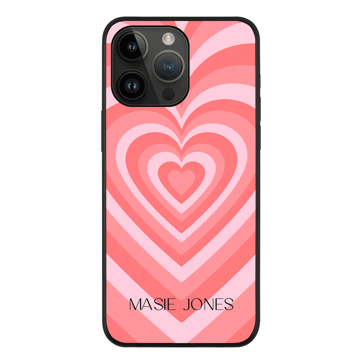 Apple iPhone 14 Pro Max / Rugged Black Personalized Name Retro Hearts, Phone Case - Stylizedd.com