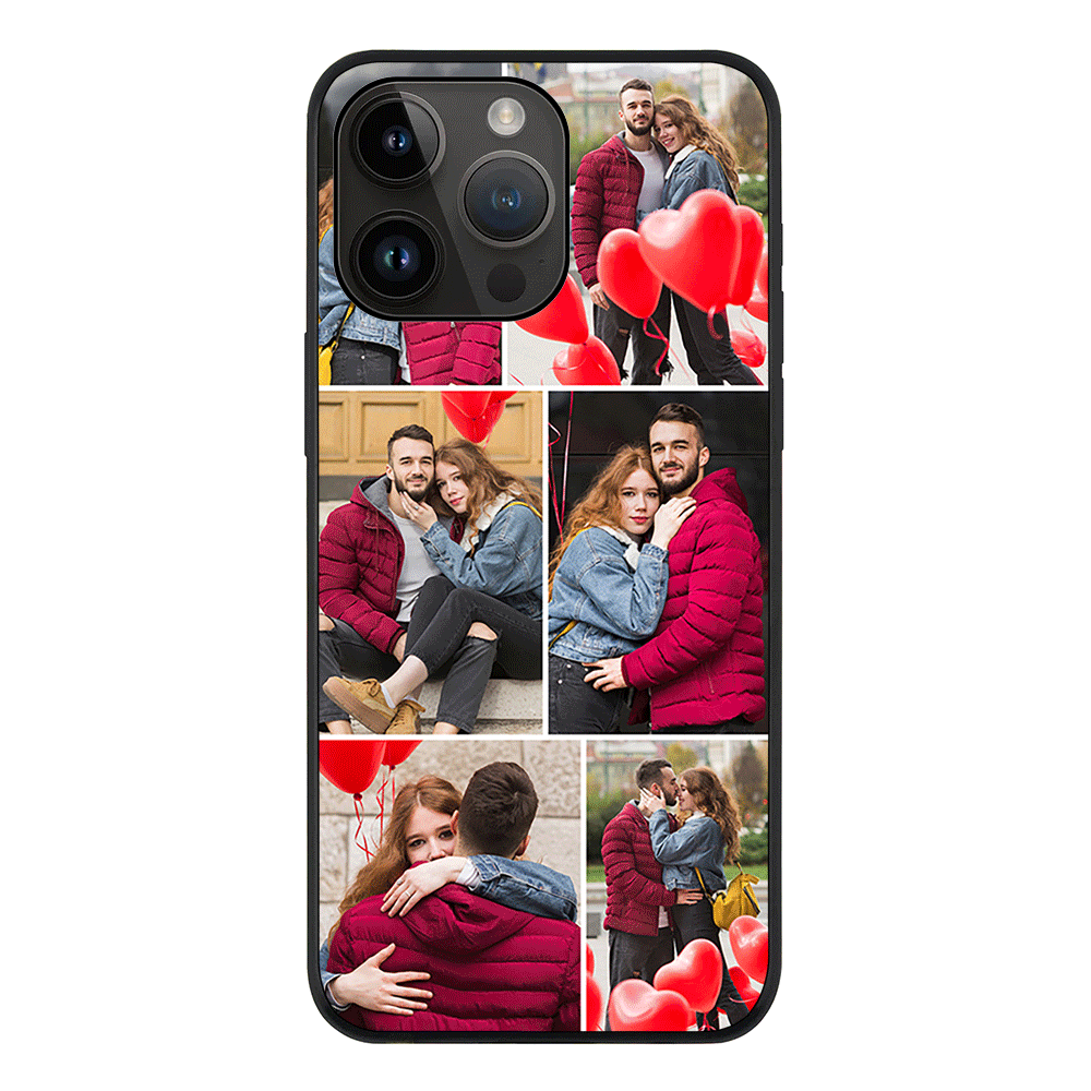 Apple iPhone 14 Pro Max / Rugged Black Personalised Valentine Photo Collage Grid, Phone Case - Stylizedd.com