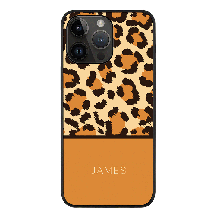 Apple iPhone 14 Pro Max / Rugged Black Personalized Text Animal Skin Pattern, Phone Case - Stylizedd.com