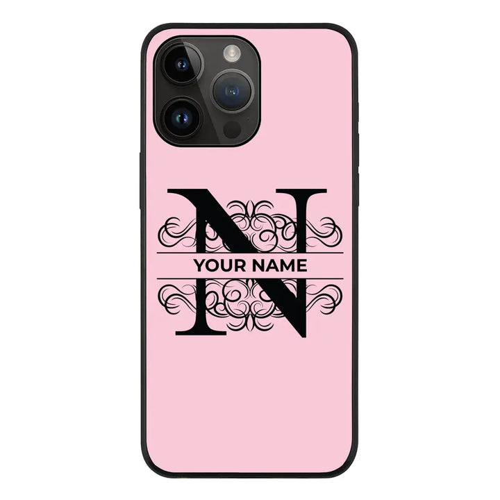 Apple iPhone 14 Pro Max / Rugged Black Split Floral Initial Phone Case - Stylizedd.com