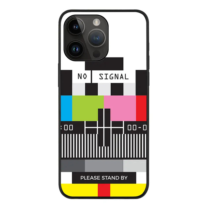 Apple iPhone 14 Pro Max / Rugged Black Personalized Text Retro No Signal TV Channel, Phone Case - Stylizedd.com