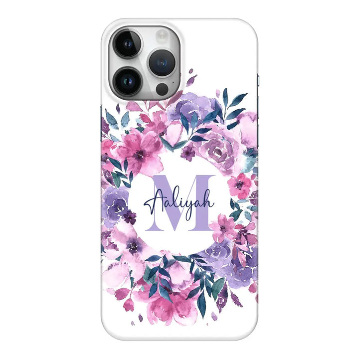 Apple iPhone 14 Pro Max / Snap Classic Custom Monogram Floral Flower Initial Name & Letter, Phone Case - Stylizedd.com