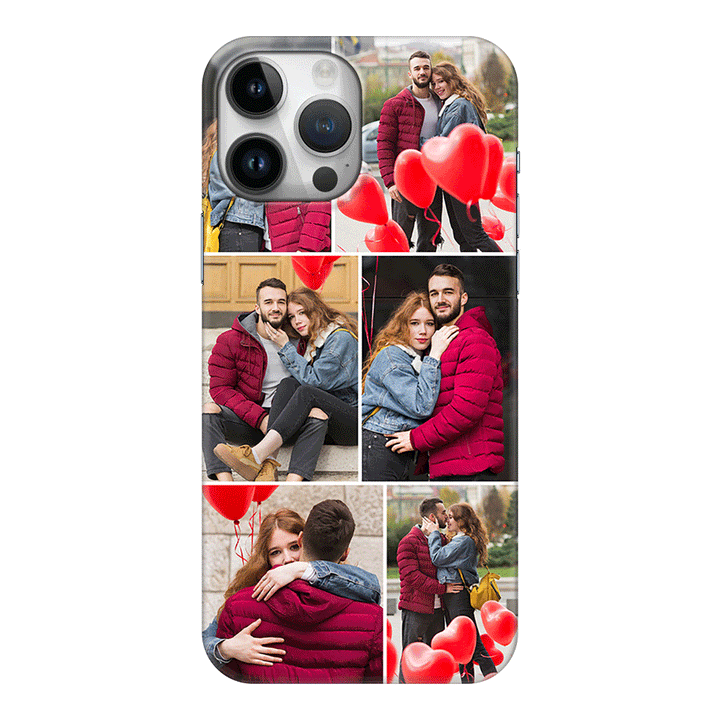 Apple iPhone 14 Pro Max / Clear Classic Personalised Valentine Photo Collage Grid, Phone Case - Stylizedd.com