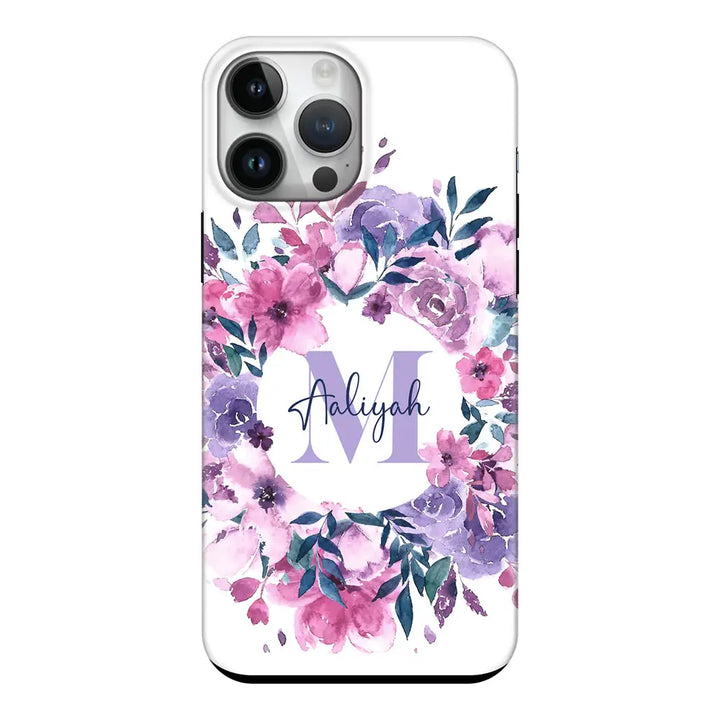 Apple iPhone 14 Pro Max / Tough Pro Custom Monogram Floral Flower Initial Name & Letter, Phone Case - Stylizedd.com