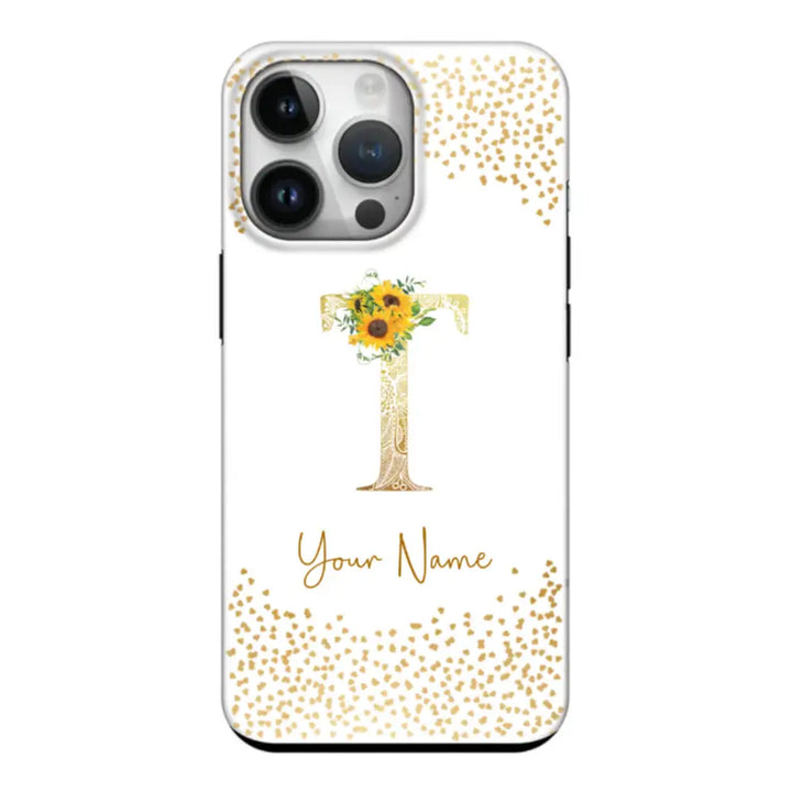 Apple iPhone 14 Pro Max / Tough Pro Floral Mandala Initial Phone Case - Stylizedd.com