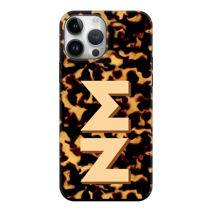 Apple iPhone 14 Pro Max / Tough Pro Custom Monogram 3D Text Luxury Tortoise Shell Pattern, Phone Case - Stylizedd.com
