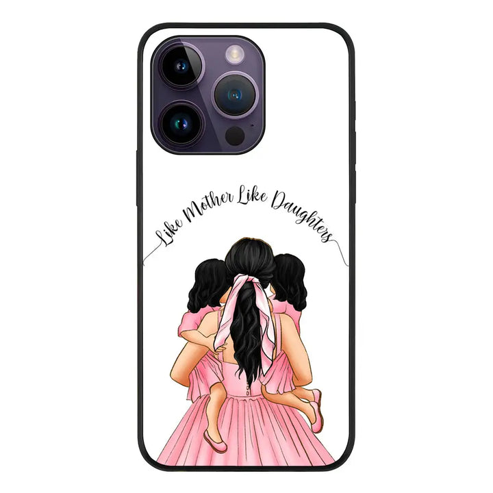 Apple iPhone 14 Pro / Rugged Black Mother 2 daughters Custom Clipart, Text Phone Case - Stylizedd.com