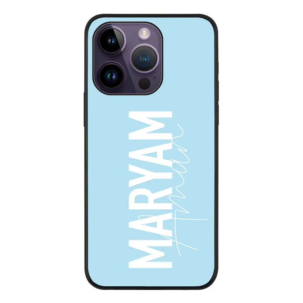 Apple iPhone 14 Pro / Rugged Black Personalized Name Vertical, Phone Case - Stylizedd.com