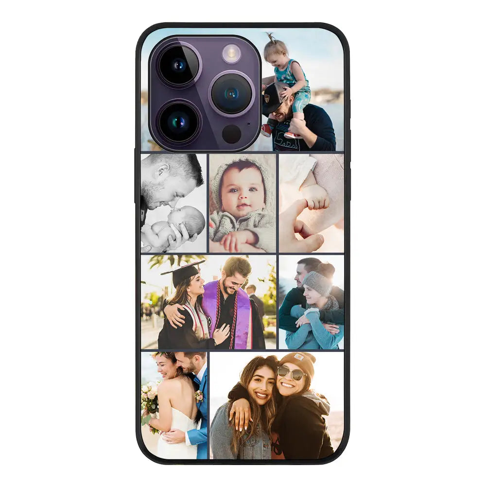 Apple iPhone 14 Pro / Rugged Black Personalised Photo Collage Grid Phone Case - Stylizedd.com