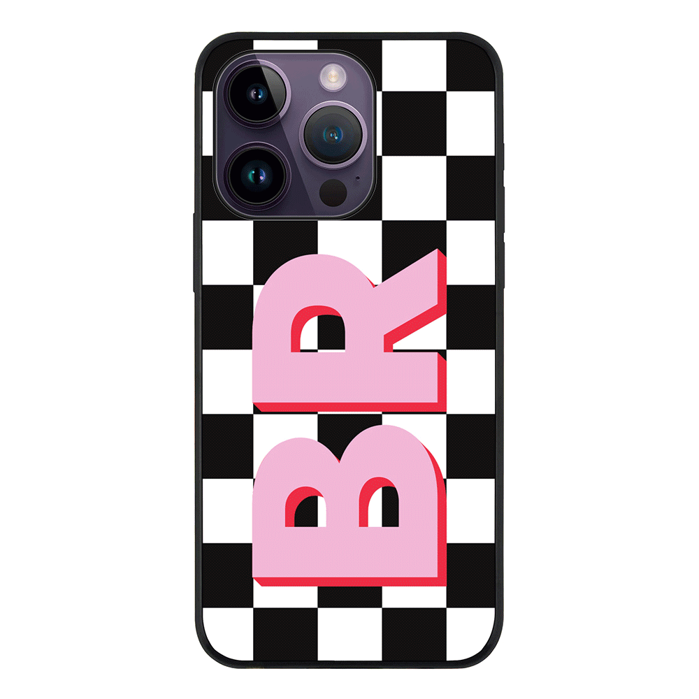 Apple iPhone 14 Pro / Tough Pro Custom Monogram Initial Checkerboard, Phone Case - Stylizedd.com