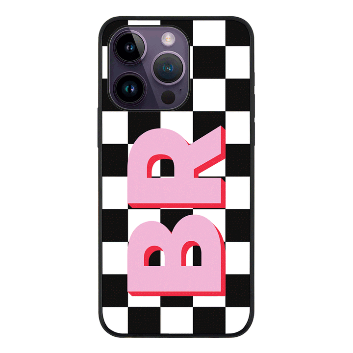 Apple iPhone 14 Pro / Tough Pro Custom Monogram Initial Checkerboard, Phone Case - Stylizedd.com