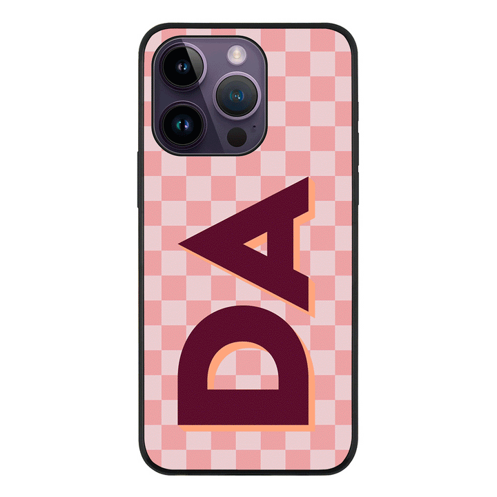 Apple iPhone 14 Pro / Tough Pro Custom Monogram Initial Small Checkerboard, Phone Case - Stylizedd.com