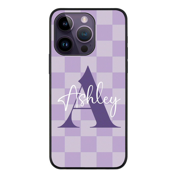 Apple iPhone 14 Pro / Tough Pro Personalized Name Initial Monogram Checkerboard, Phone Case - Stylizedd.com