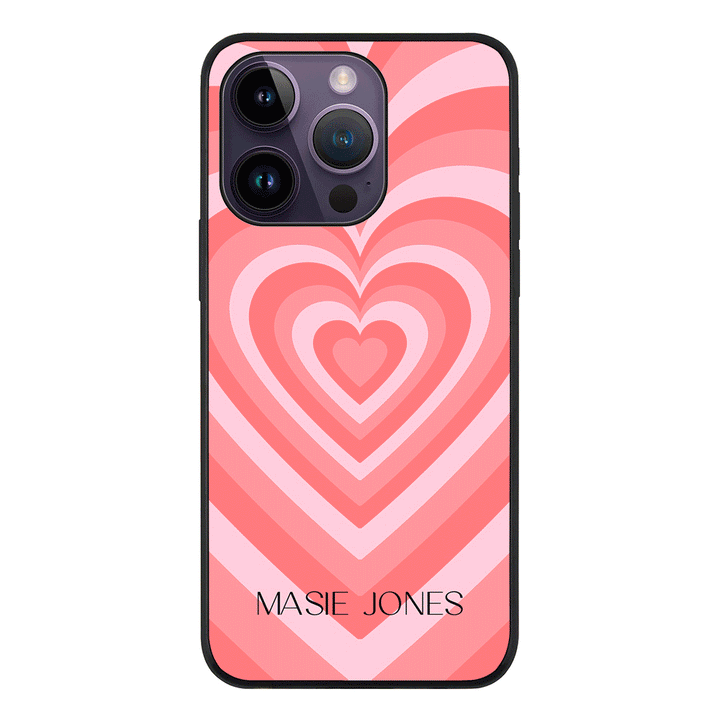 Apple iPhone 14 Pro / Rugged Black Personalized Name Retro Hearts, Phone Case - Stylizedd.com