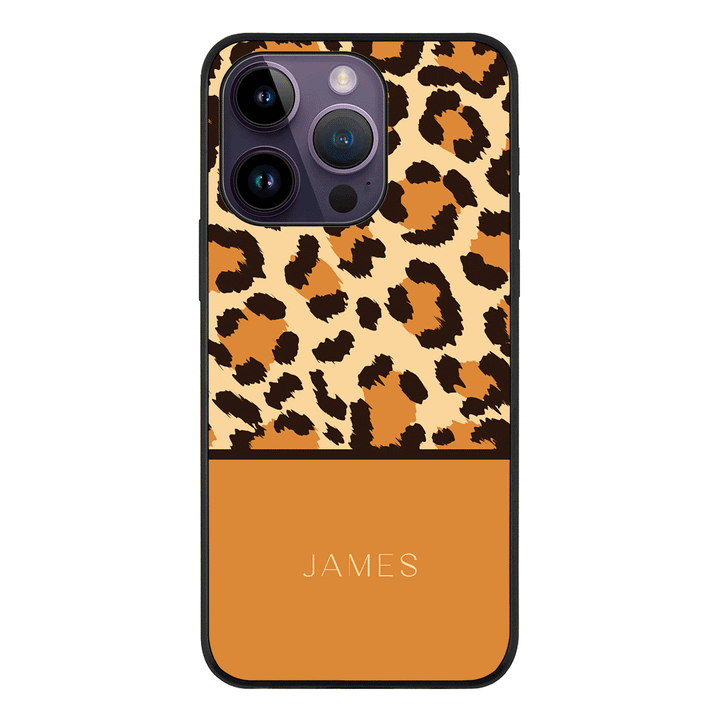 Apple iPhone 14 Pro / Rugged Black Personalized Text Animal Skin Pattern, Phone Case - Stylizedd.com