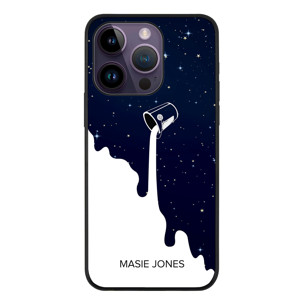 Apple iPhone 14 Pro / Rugged Black Personalized Name Milky Way, Phone Case - Stylizedd.com