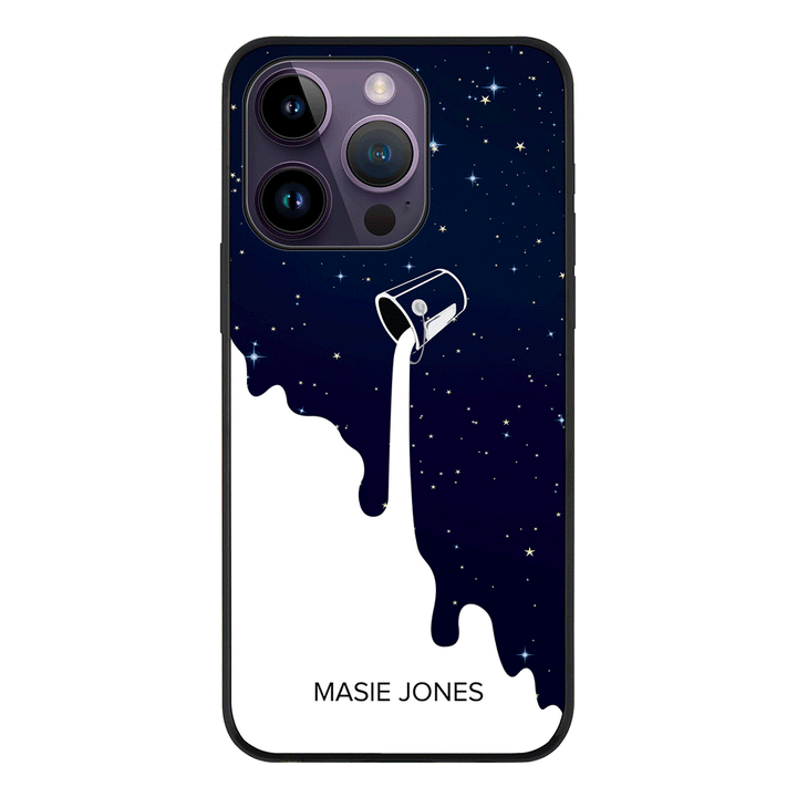 Apple iPhone 14 Pro / Rugged Black Personalized Name Milky Way, Phone Case - Stylizedd.com