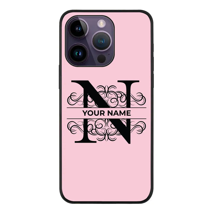 Apple iPhone 14 Pro / Rugged Black Split Floral Initial Phone Case - Stylizedd.com