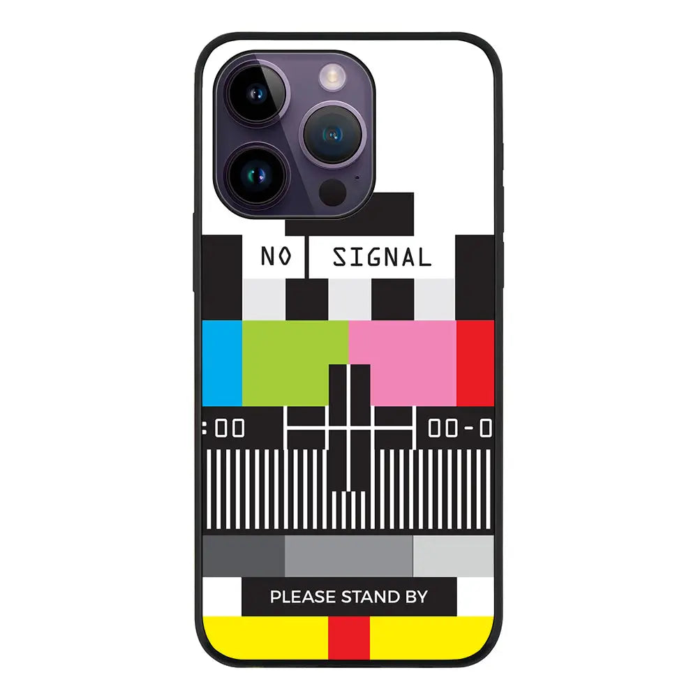 Apple iPhone 14 Pro / Rugged Black Personalized Text Retro No Signal TV Channel, Phone Case - Stylizedd.com