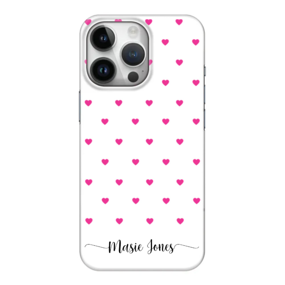 Apple iPhone 14 Pro / Clear Classic Heart Pattern Custom Text, My Name Phone Case - Stylizedd.com