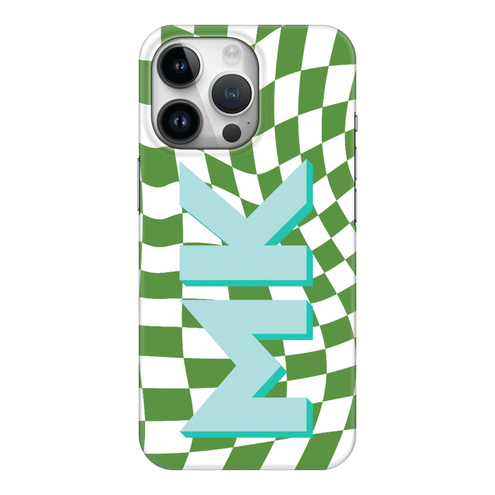 Apple iPhone 14 Pro / Snap Classic Custom Monogram Initial Wavy Checkerboard, Phone Case - Stylizedd.com