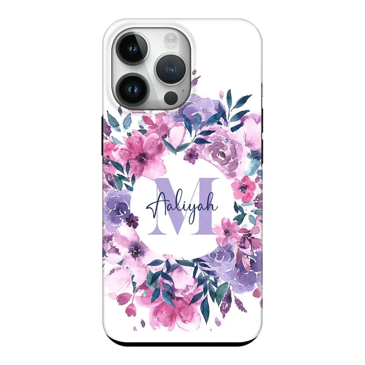 Apple iPhone 14 Pro / Tough Pro Custom Monogram Floral Flower Initial Name & Letter, Phone Case - Stylizedd.com