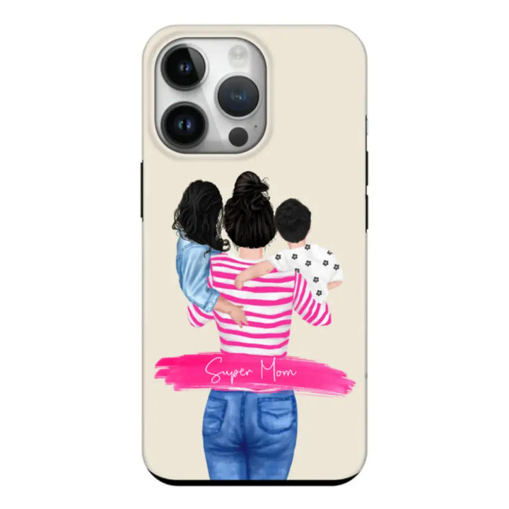 Apple iPhone 14 Pro / Tough Pro Custom Clipart Text Mother Son & Daughter Phone Case - Stylizedd.com