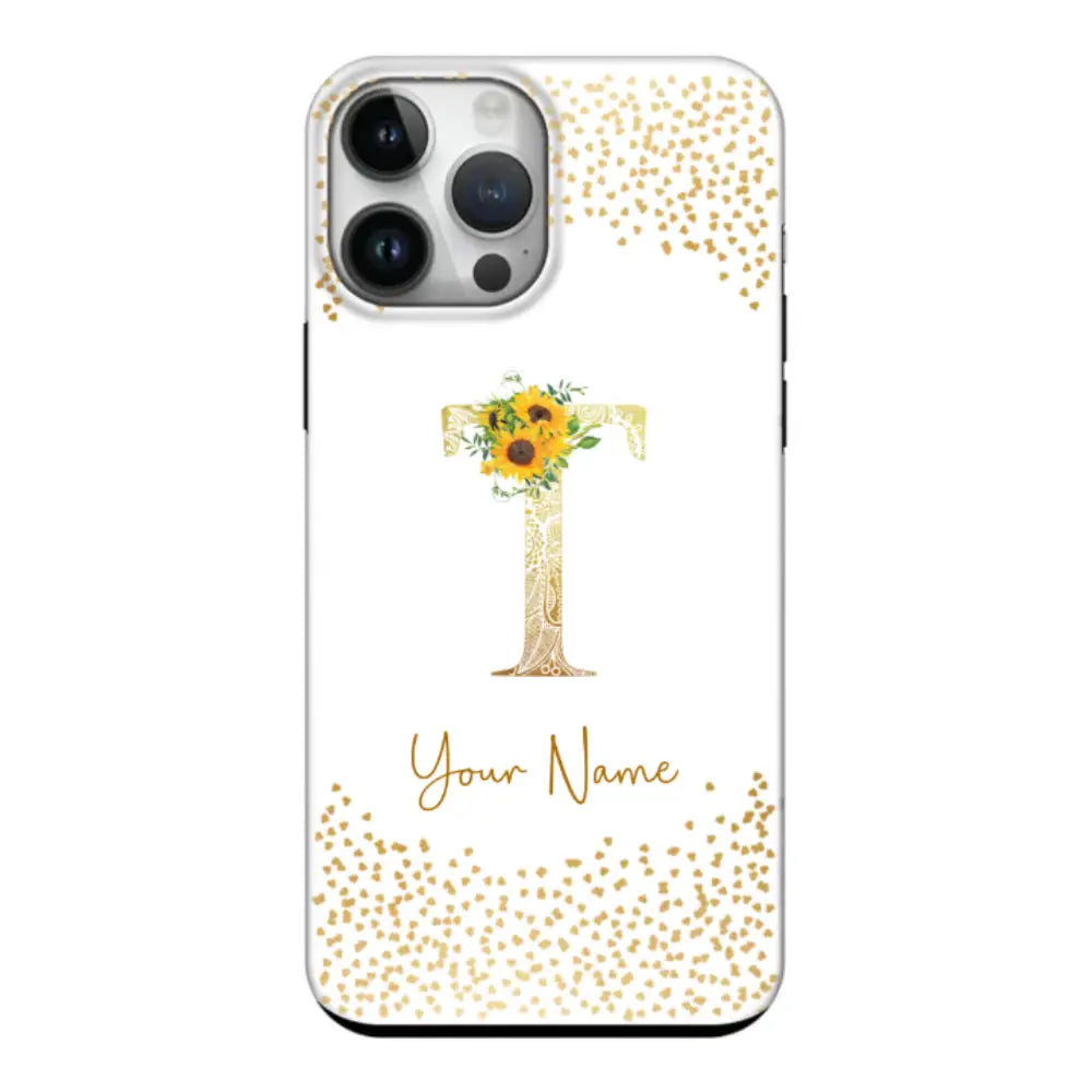 Apple iPhone 14 Pro / Tough Pro Floral Mandala Initial Phone Case - Stylizedd.com