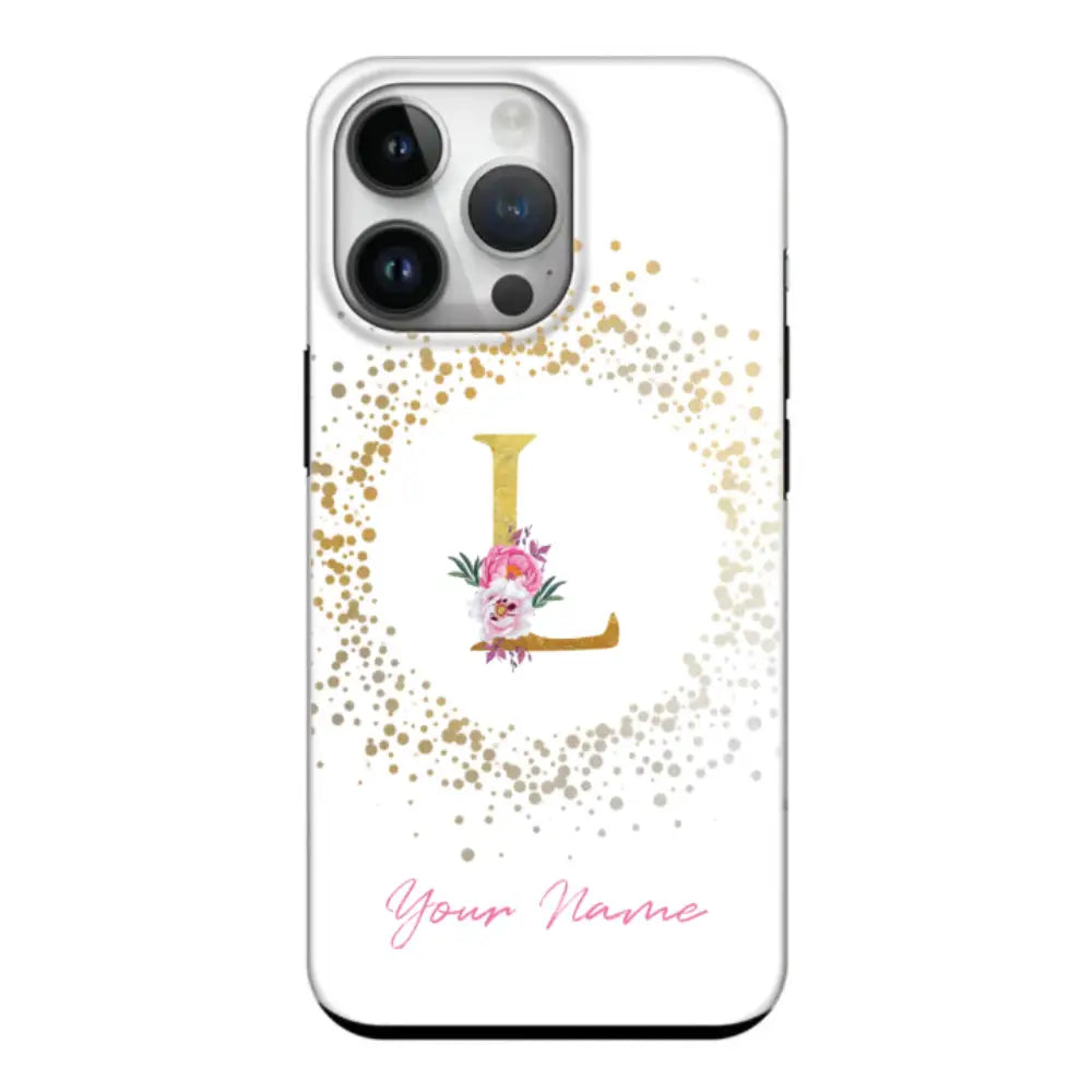 Apple iPhone 14 Pro / Tough Pro Floral Initial Phone Case - Stylizedd.com