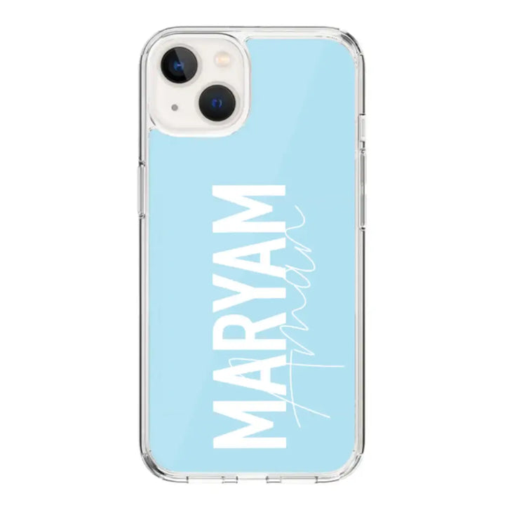 Apple iPhone 15 / Clear Classic Personalized Name Vertical, Phone Case - Stylizedd.com