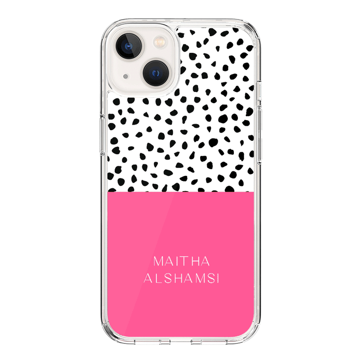 Apple iPhone 15 / Rugged Black Personalized Text Colorful Spotted Dotted, Phone Case - Stylizedd.com