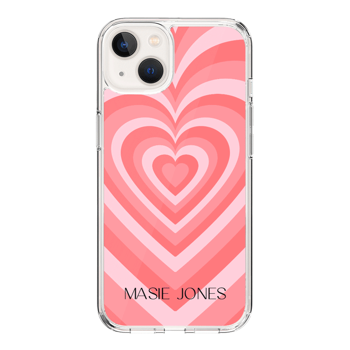 Apple iPhone 15 / Rugged Black Personalized Name Retro Hearts, Phone Case - Stylizedd.com