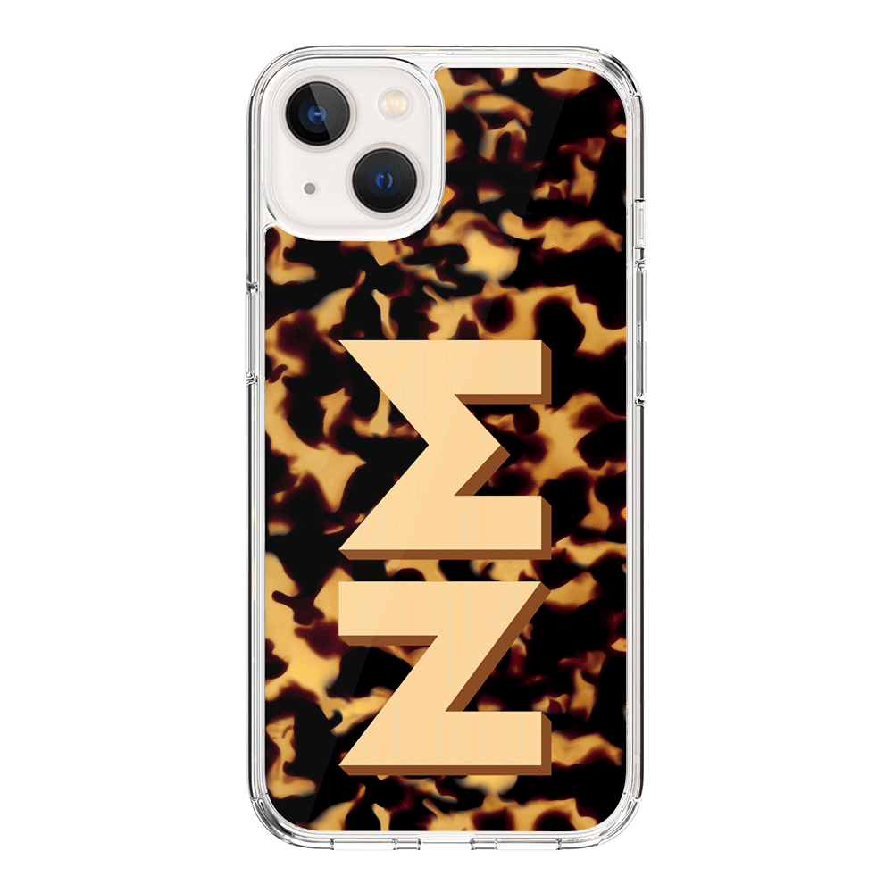 Apple iPhone 15 / Clear Classic Custom Monogram 3D Text Luxury Tortoise Shell Pattern, Phone Case - Stylizedd.com