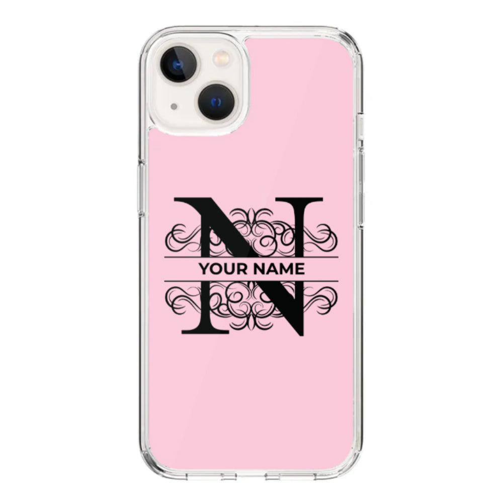 Apple iPhone 15 / Rugged Black Split Floral Initial Phone Case - Stylizedd.com
