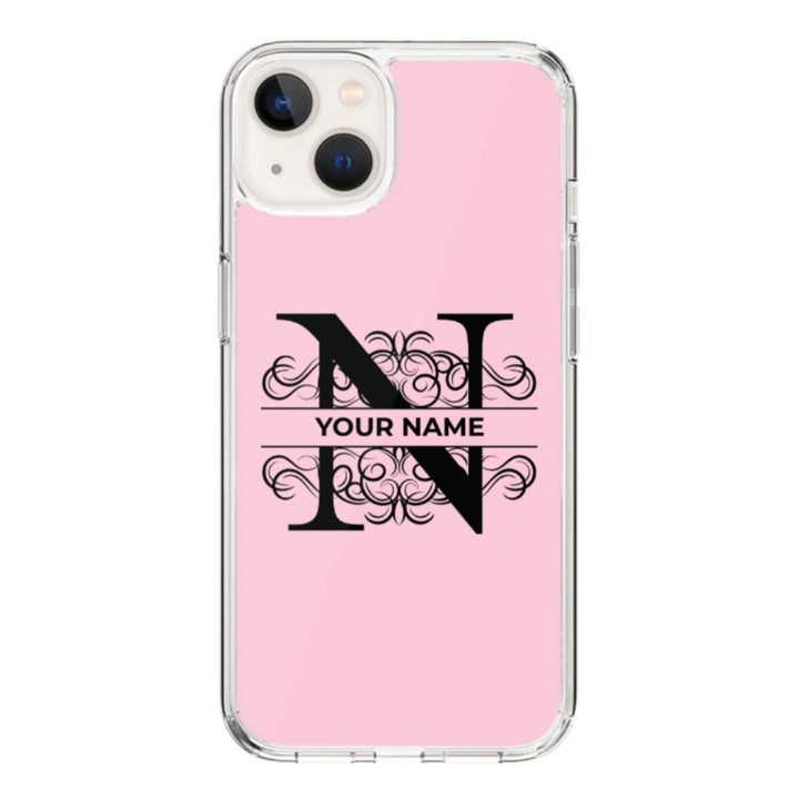 Apple iPhone 15 / Rugged Black Split Floral Initial Phone Case - Stylizedd.com