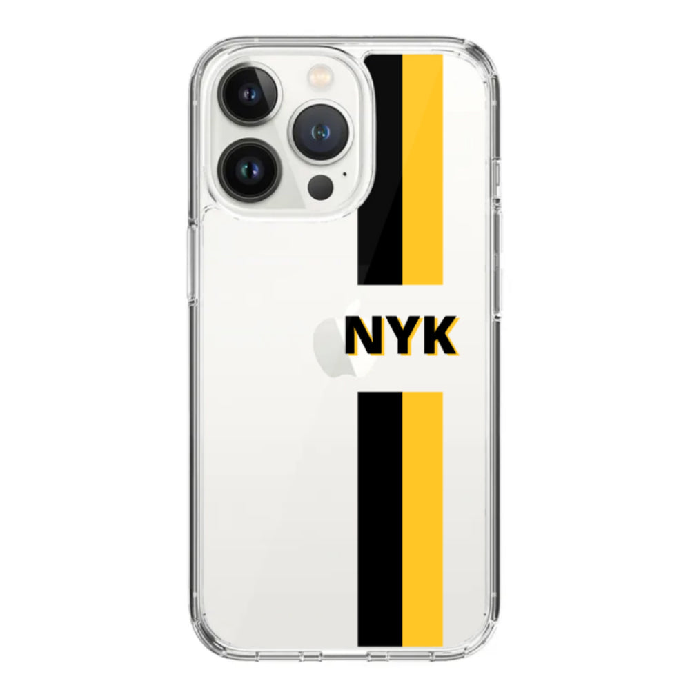 Apple iPhone 15 Pro / Rugged Black Custom Striped Monogram Phone Case - Stylizedd.com