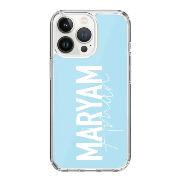 Apple iPhone 15 Pro / Clear Classic Personalized Name Vertical, Phone Case - Stylizedd.com
