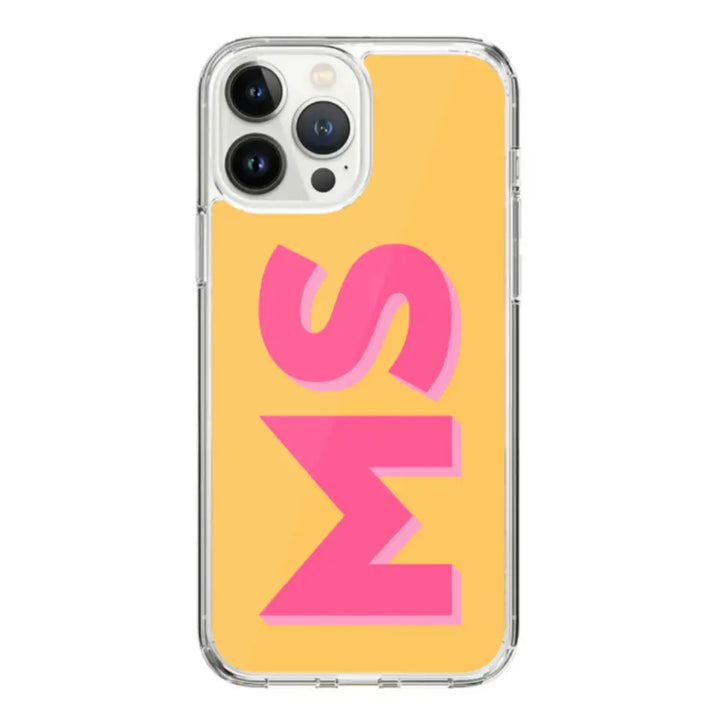 Apple iPhone 15 Pro / Rugged Black Personalized Monogram Initial 3D Shadow Text Phone Case - Stylizedd.com