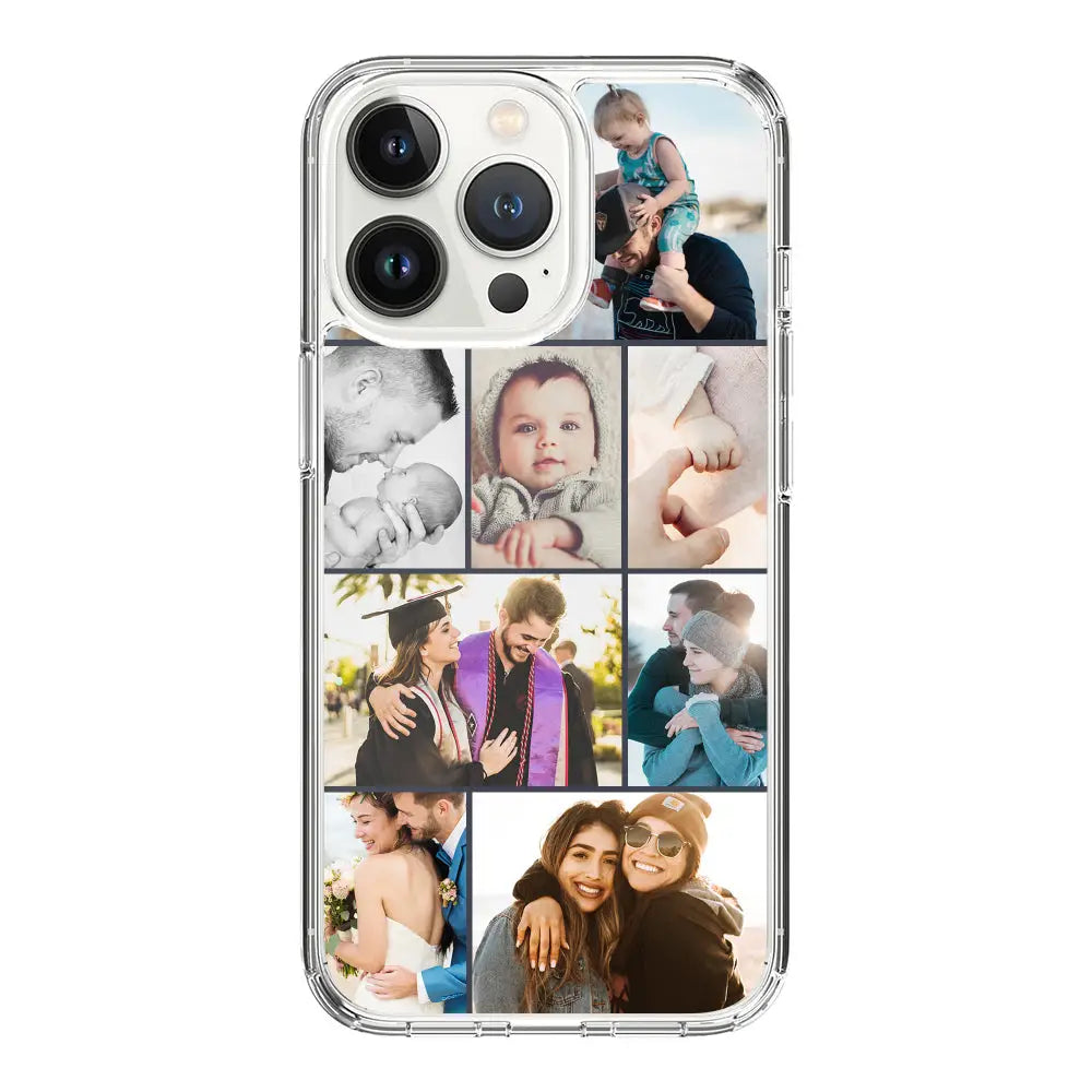 Apple iPhone 15 Pro / Clear Classic Personalised Photo Collage Grid Phone Case - Stylizedd.com