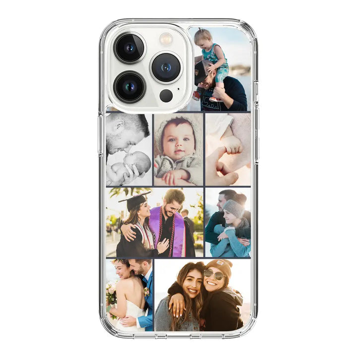 Apple iPhone 15 Pro / Clear Classic Personalised Photo Collage Grid Phone Case - Stylizedd.com