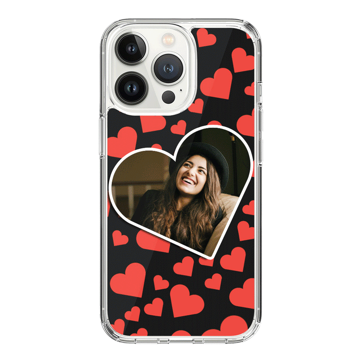 Apple iPhone 15 Pro / Rugged Black Custom Photo Heart shaped, Phone Case - Stylizedd.com