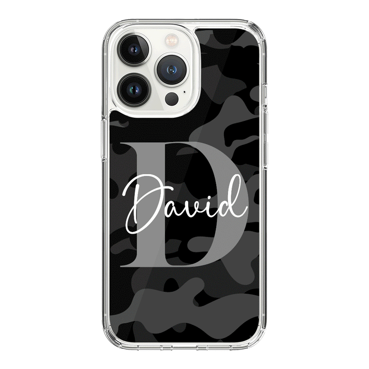 Apple iPhone 15 Pro / Clear Classic Personalized Name Camouflage Military Camo, Phone case - Stylizedd.com